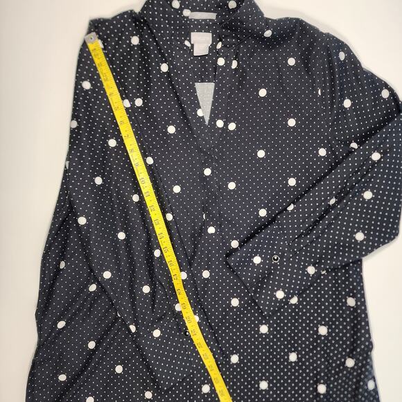 Chico’s No Iron Polka Dot Tunic Top Black White Size 2.5 (14) - Picture 4 of 10